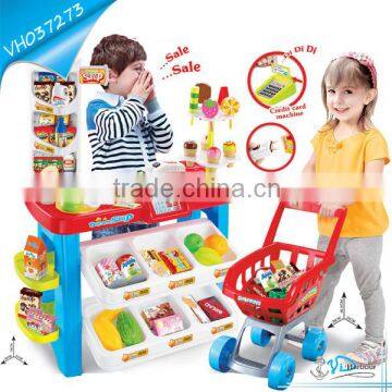 Kids Favor Dessert Shop Market With Shopping Cart Toy Set