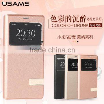 USAMS MUGE Series For XIAOMI 5 Flip PU Leather With Window Back Cover Case MT-5313