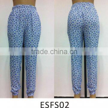 Ladies viscose printed new fashion bell bottom pants