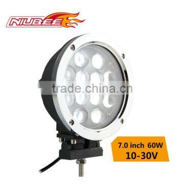 super bright 7 inch 60w cree led work light driving on motorcycle