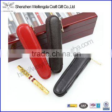 2016 creative violin style mini genuine leather single fountain pen holder with zipper close