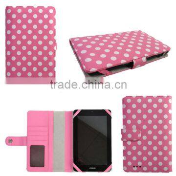 Cute PINK Polka Dots wallet Book style Leather Case for ASUS MeMO Pad HD 7 7''