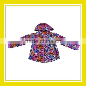 Embroidery Baby Rinne Pink Purple Orange Leopard Pattern Girl Zippered Hoodie Comfortable Long Sleeve New Design