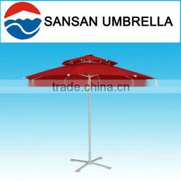 250CM red double-deck fibre glass beer garden umbrella