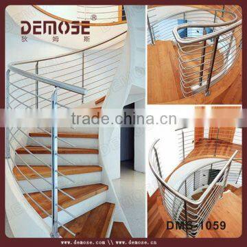 wood spiral staircase stainless steel rod railing