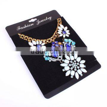 Customize black velvet plastic earring necklace jewelry hang cards in black display