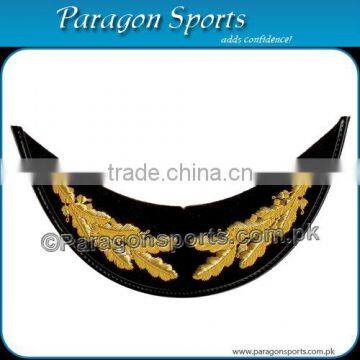Gold Bullion Wire Handmade Embroidery Double Row Peak Visor For Military Peak Cap