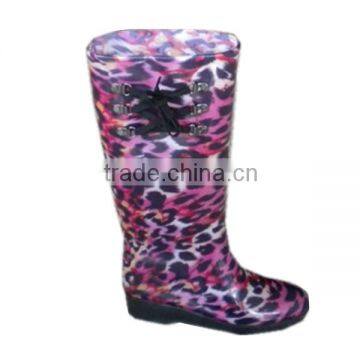 ladies sexy leopard print waterproof knee high boots durable PVC working overshoes