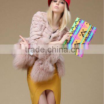 Newest Mongolian Lamb & Rabbit Fur Coats Unique European Women Winter Coats "11"