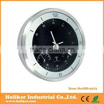 round metal radio control clock with weather station
