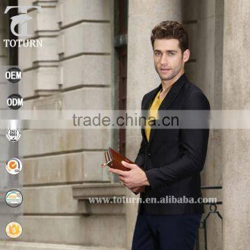 2016 New Fashion Black Slim Fit Design Blazer One Button Jacket Handsome Business Man Suit Italian Blazer