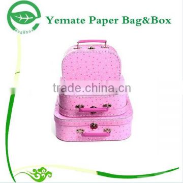 high quality pink customized printed paper carton nested children toys small suitcase gift box