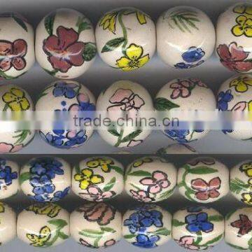 Ceramic Beads With Flower Designs