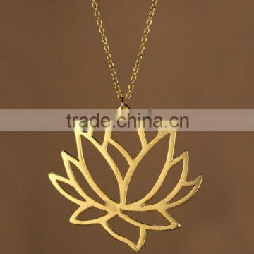 925 sterling silver material of lotus flower necklace with Plating18k gold necklace