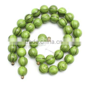 large hole dyed green round wood beads