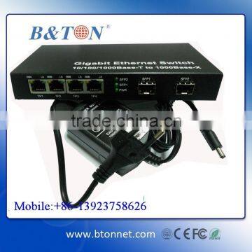 10/100/1000M SFP to RJ45 media converter (2 SFP + 4 RJ45 Fiber switch)