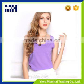 New Model Fashion Candy Color Chiffon Sleeveless Shirt For Women