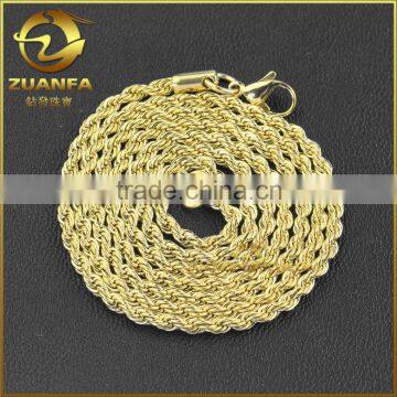 hip hop mens jewelry 30" 18K gold palted stainless steel rope chain