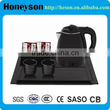 hotel room amenity stainless steel inside electric water kettle with teapot tray tea set