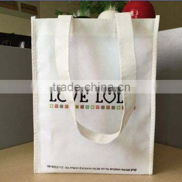 2015 long handle silk-screen printed non woven bag