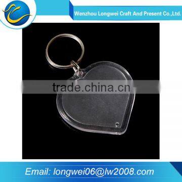 2016 best sale cheap clear custom printed acrylic plastic heart keychain