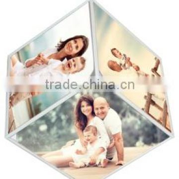 good quality acrylic rotating photo cube frame RF-002