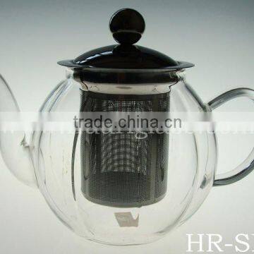 New styles wholesale Heat Resistant Glass Teapot with steel infuser