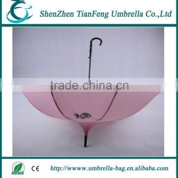 pretty elegant pink fabric pagoda umbrella with fully fiber ribs and metal shaft