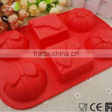 6 Caviity Gift Box Silicone Cake Mould Muffin Cup Soap Mould Chocolate Mould Baking Tray