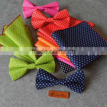 Latest design polka dot bow tie pocket squares set with matching gift box