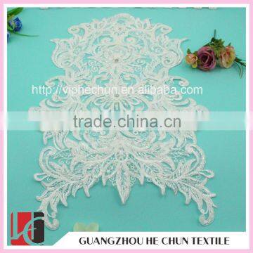 HC-2237 Good Price Luxury Heavy Beaded Embroidery Lace Applique White,Embroidered Lace Applique Bridal Quality Choice photo-3