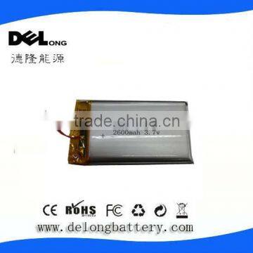 3.7v rechargeable lipo battery 2600mah