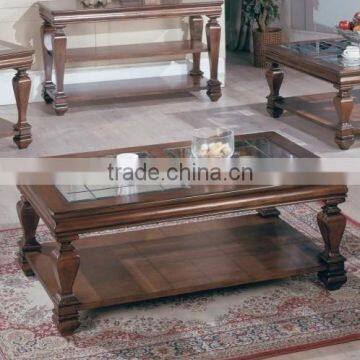 OEM MDF top wooden coffee table with glass HDCT206