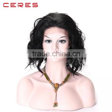 fashional natural color short slight wave lace front wig, wavy wig for young women