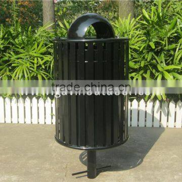 Embedded steel street garbage bin metal street litter bin