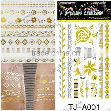 fashion gold & silver body temporary tatoo sticker