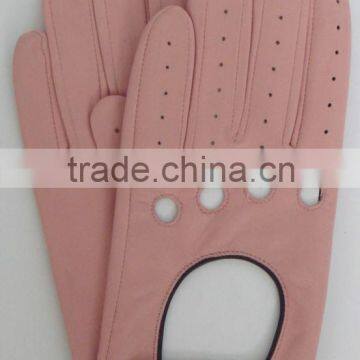 2014 New spring / summer sheep skin driver gloves with holes at backhand