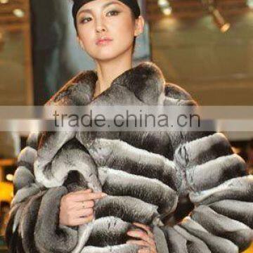 2015 wholesale simple style fashion chinchilla fur coat for lady's