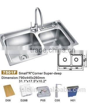 2014 LELIN double bowls stainless steel kichen sinks LL-7501F