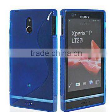 blue S-line Gel silicon Case Rubber Skin Tpu Cover for sony LT22i Xperia P