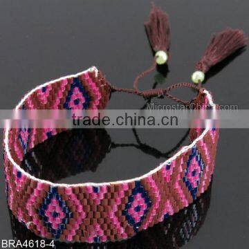 New Hot Pink Seed Bead Macrame Bracelet