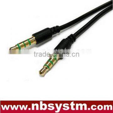 3.5mm 4-pole plug to 3.5mm 4-pole plug audio cable gold