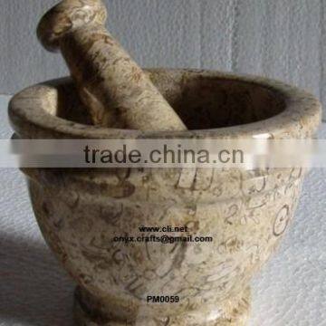 Coral Marble Mortar Pestle