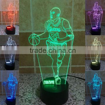 3D Optical Night Light Kobe 7 RGB Light Colors 10 LEDs AA Battery or DC 5V Mixed Lot