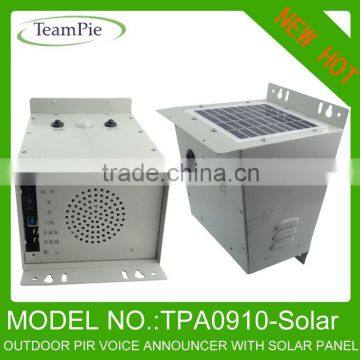 motion sensor audio advertising speaker with solar panel