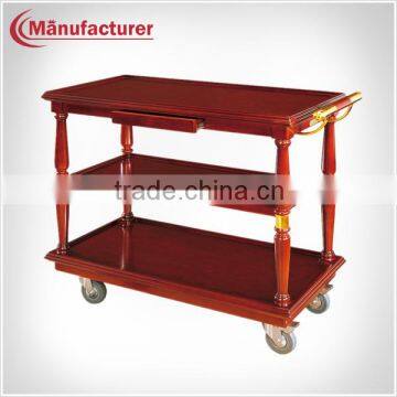 G-081 Restaurant Dining Room Food Service Wooden Trolley Cart with Armrest