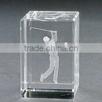 pure 3d laser crystal picture frame for golf engraved (R-0077))