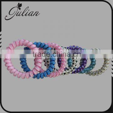 Elastic Circle Hair Tie Ponytail Holder Band Multi Color Telephone Wire Cord Elastic Head Tie Hair Band Color Random FHHTA0022