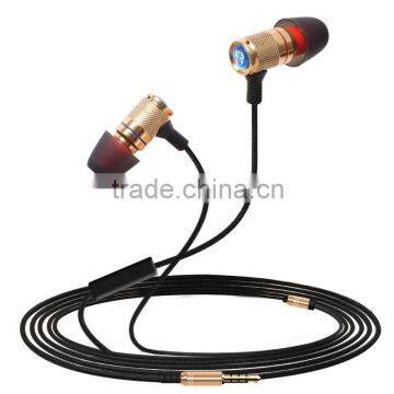 3.5mm Wire Headphone with Mic Volume Control Metal Headphone Earphone for Mobile Phone