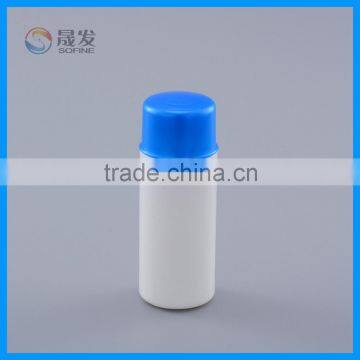 Empty small round plastic bottle